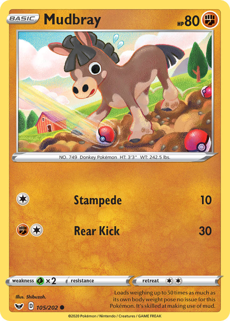 Mudbray 105 Common card from Sword & Shield