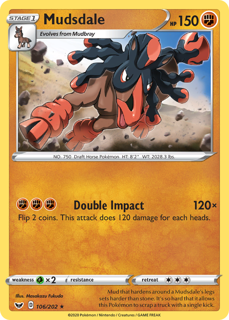 Mudsdale 106 Rare card from Sword & Shield