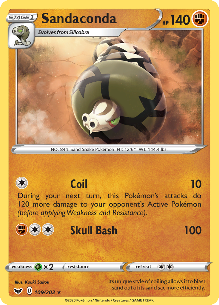 Sandaconda 109 Rare card from Sword & Shield