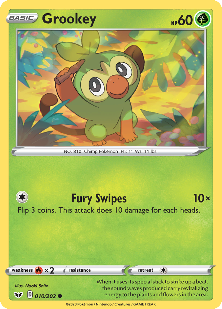 Grookey 10/202 Common card from Sword & Shield