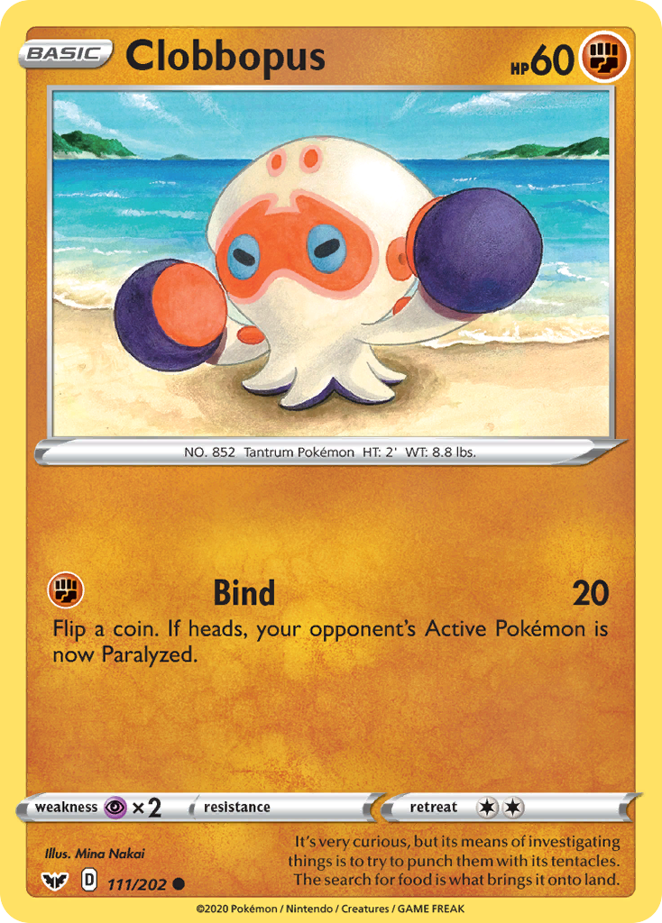 Clobbopus 111 Common card from Sword & Shield