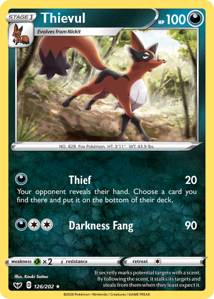 Thievul 126/202 Rare card from Sword & Shield