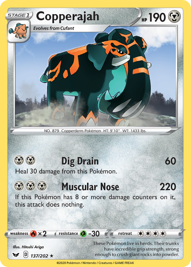 Copperajah 137/202 Rare Holo card from Sword & Shield