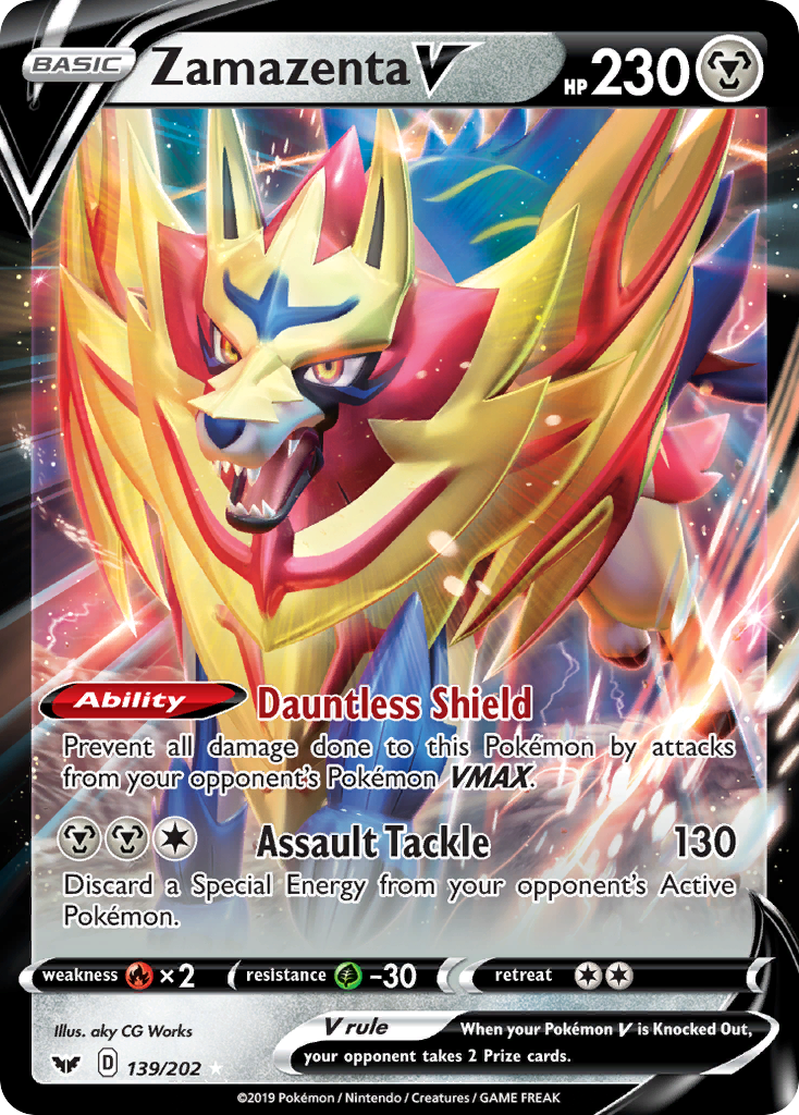 Zamazenta V 139 Rare Holo V card from Sword & Shield