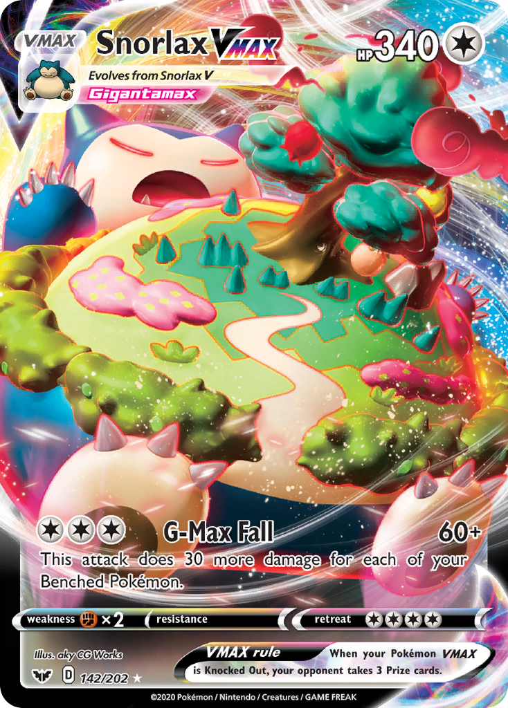 Snorlax VMAX 142 Rare Holo VMAX card from Sword & Shield
