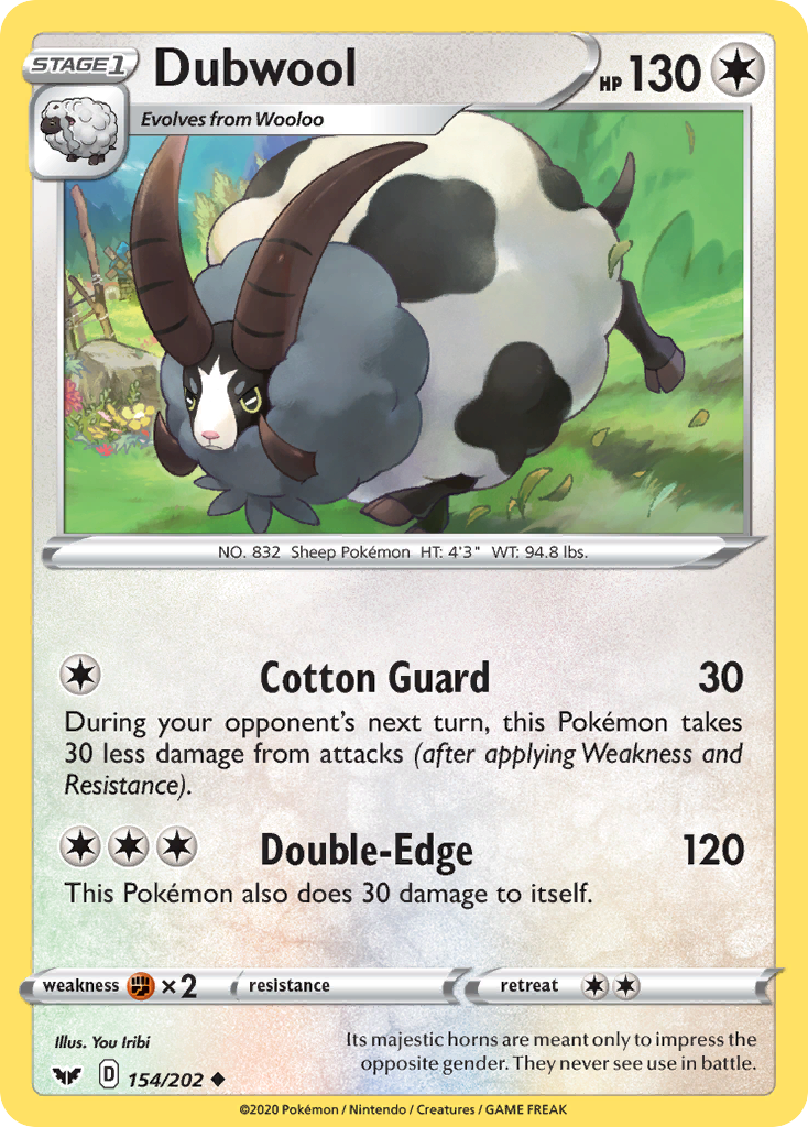 Dubwool 154 Uncommon card from Sword & Shield