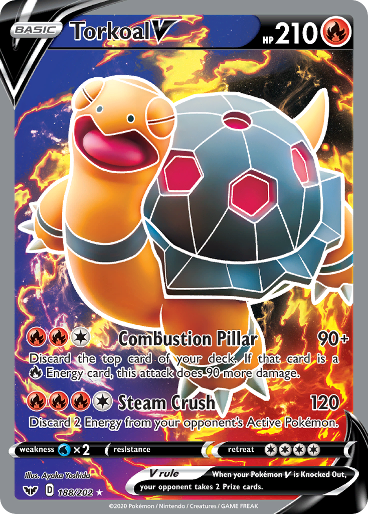Torkoal V 188 Rare Ultra card from Sword & Shield