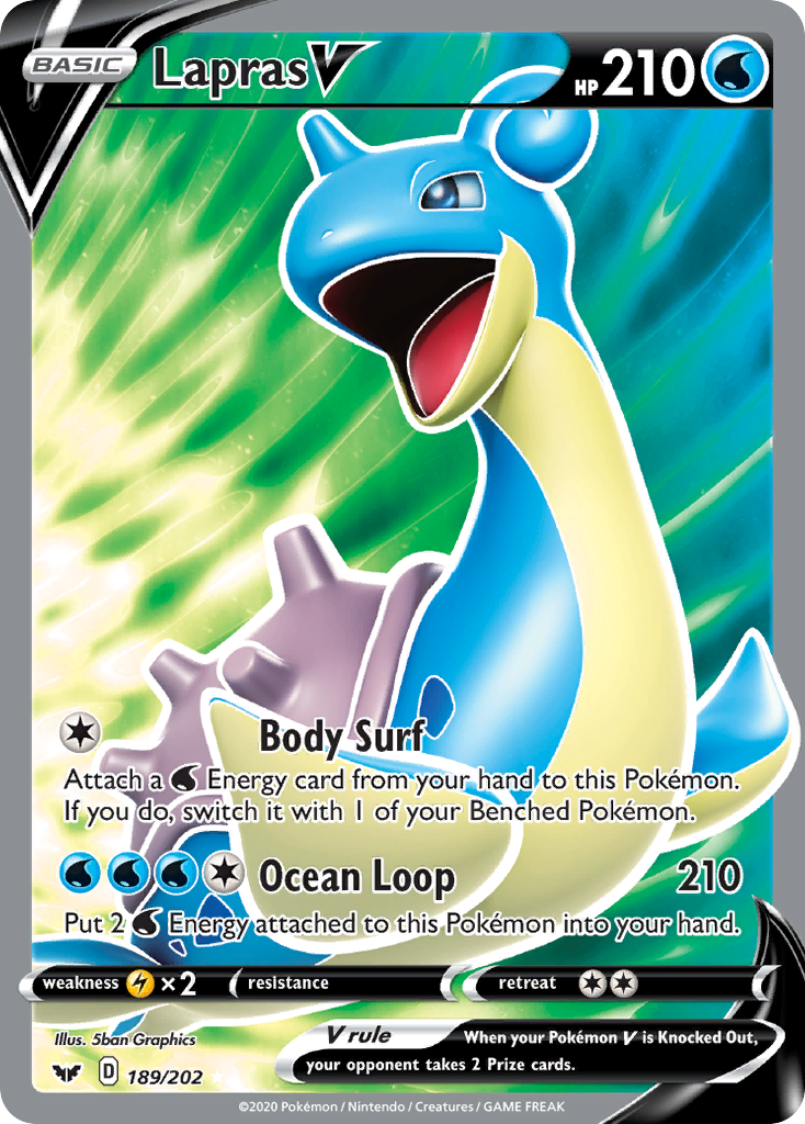 Lapras V 189 Rare Ultra card from Sword & Shield