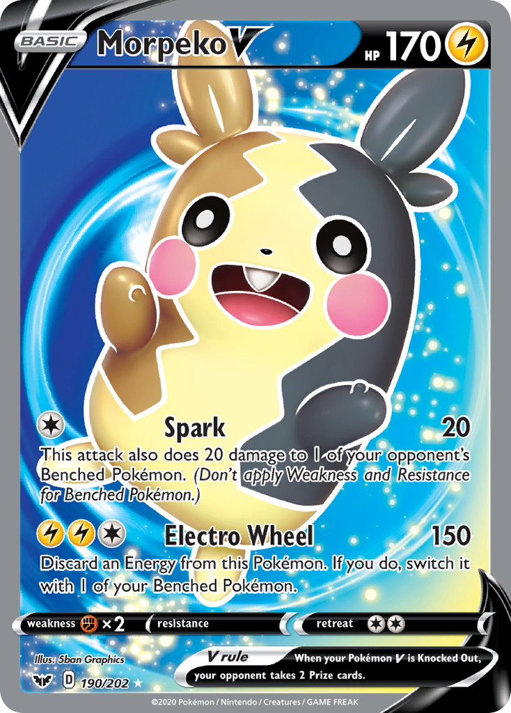 Morpeko V 190 Rare Ultra card from Sword & Shield