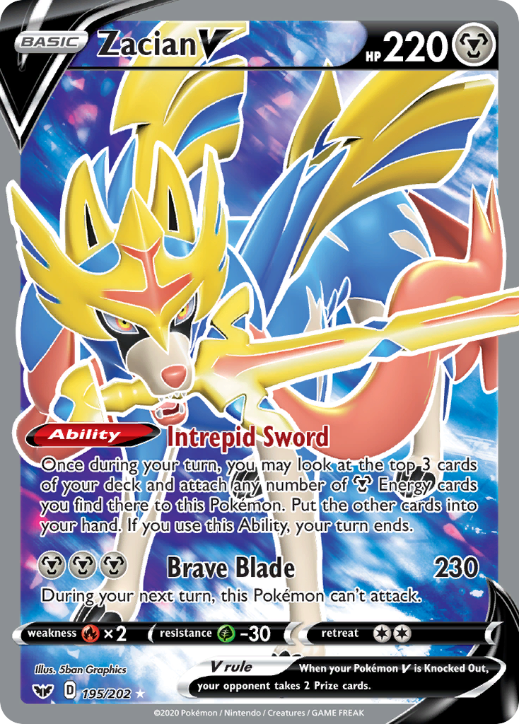 Zacian V 195 Rare Ultra card from Sword & Shield