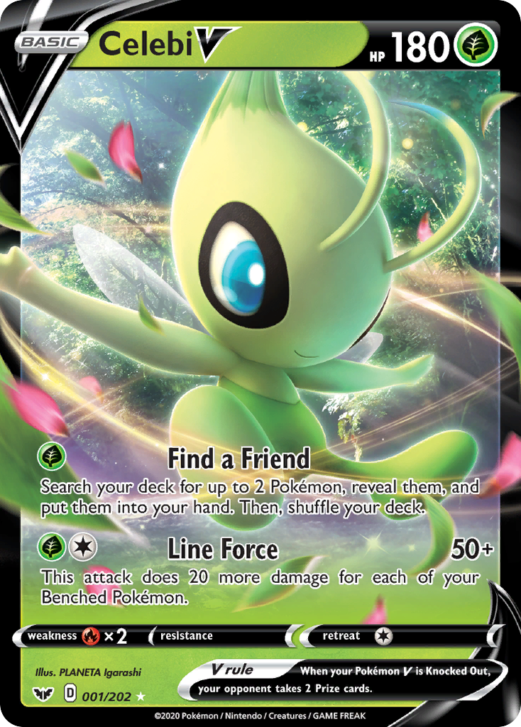 Celebi V 1 Rare Holo V card from Sword & Shield