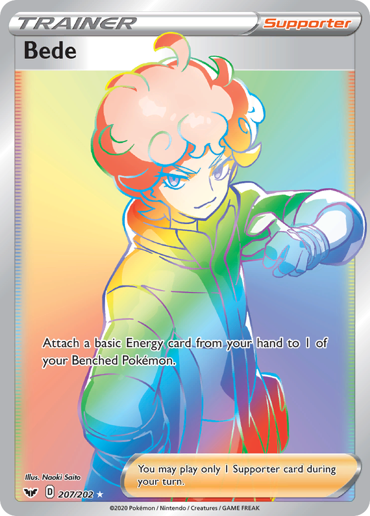 Bede 207 Rare Rainbow card from Sword & Shield