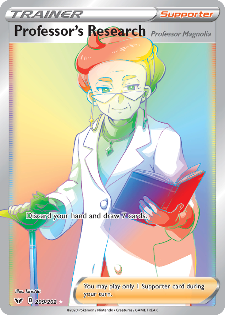 Professor's Research (Professor Magnolia) 209/202 Rare Rainbow card from Sword & Shield