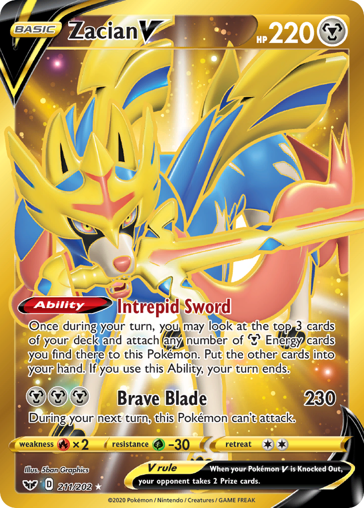 Zacian V 211/202 Rare Secret card from Sword & Shield