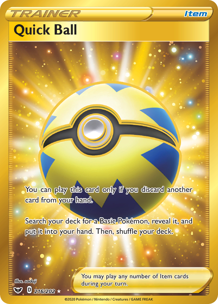 Quick Ball 216/202 Rare Secret card from Sword & Shield