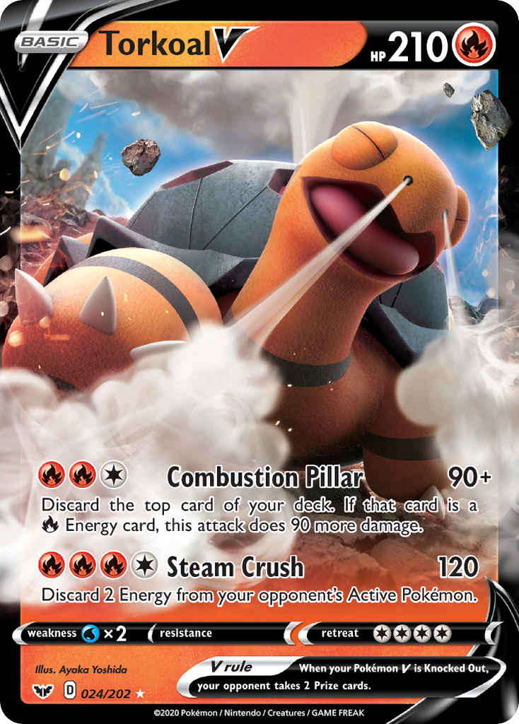 Torkoal V 24 Rare Holo V card from Sword & Shield