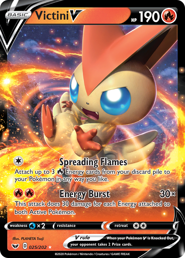 Victini V 25 Rare Holo V card from Sword & Shield