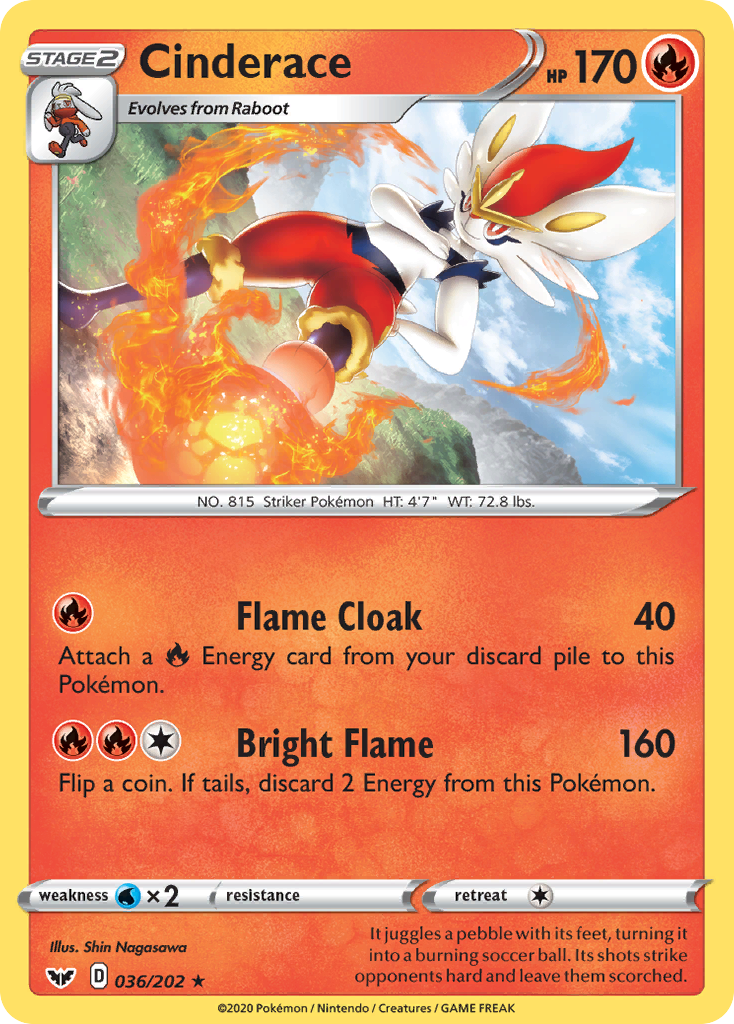 Cinderace 36/202 Rare card from Sword & Shield