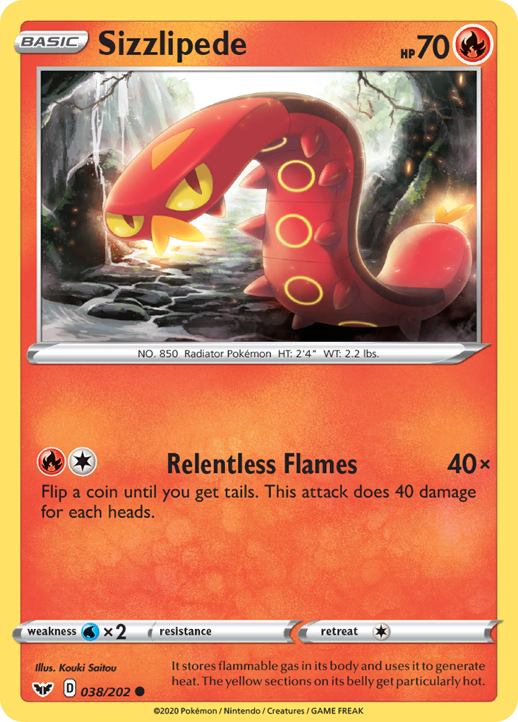 Sizzlipede 38 Common card from Sword & Shield