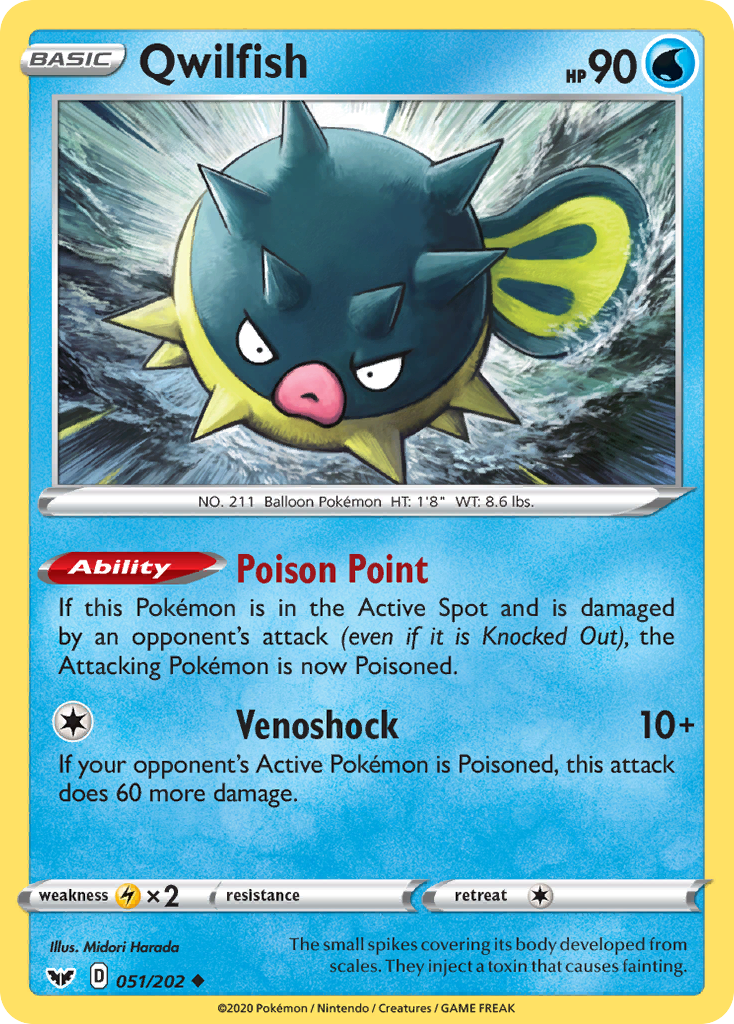 Qwilfish 51 Uncommon card from Sword & Shield