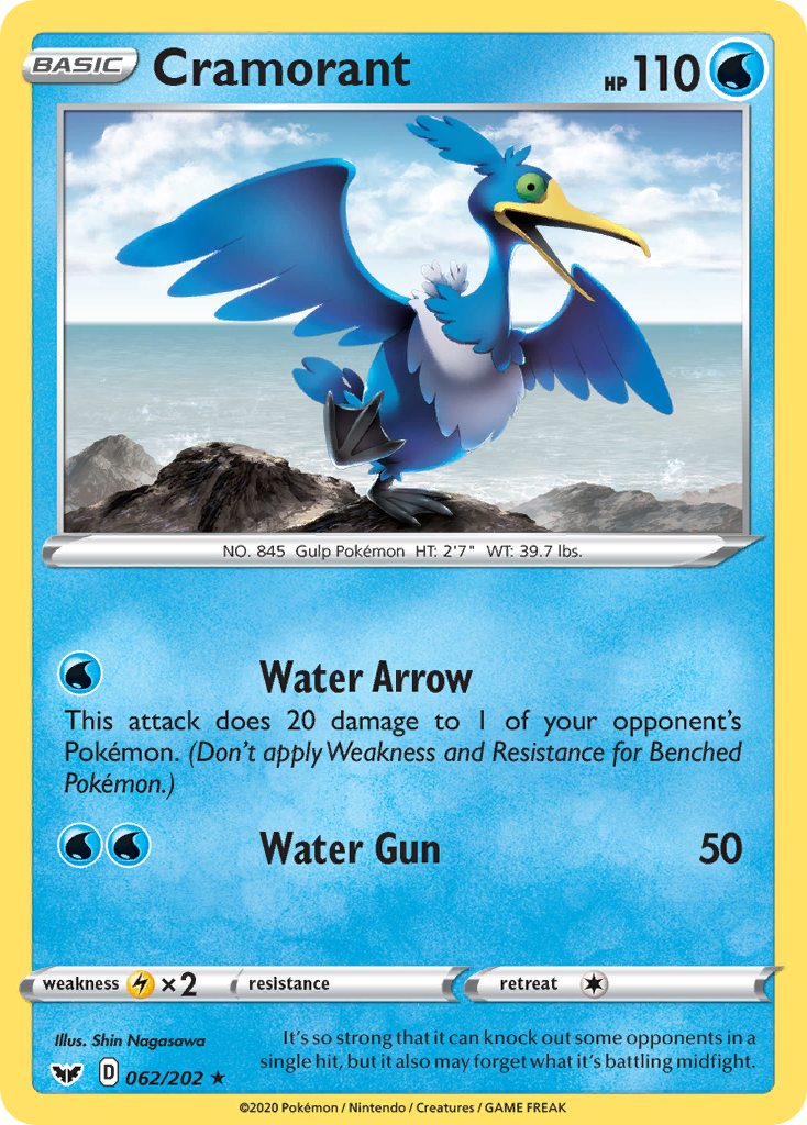 Cramorant 62 Rare card from Sword & Shield