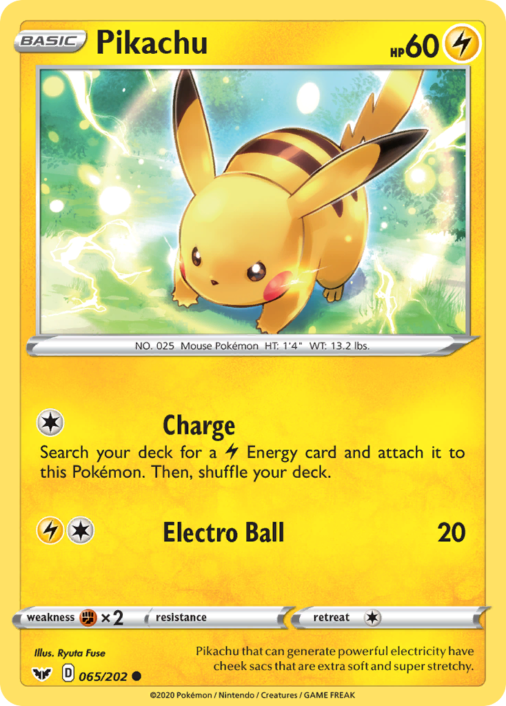 Pikachu 65 Common card from Sword & Shield