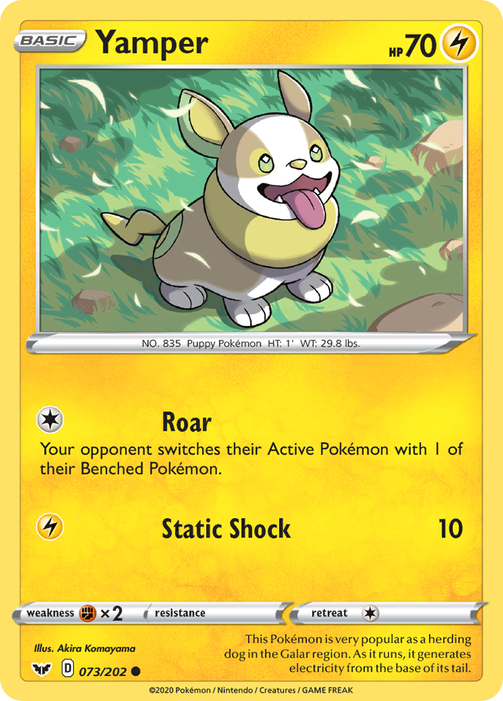 Yamper 73 Common card from Sword & Shield