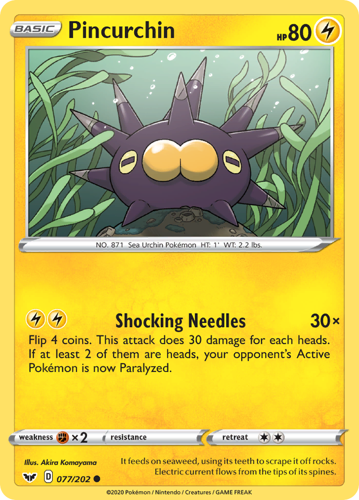 Pincurchin 77/202 Common card from Sword & Shield