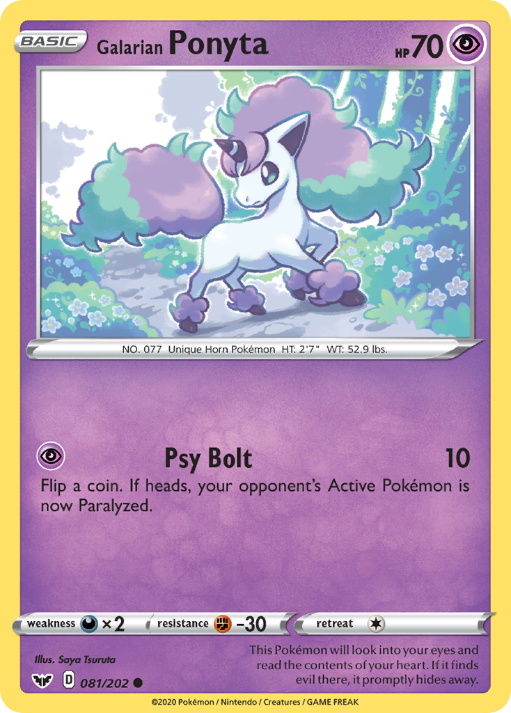 Galarian Ponyta 81 Common card from Sword & Shield