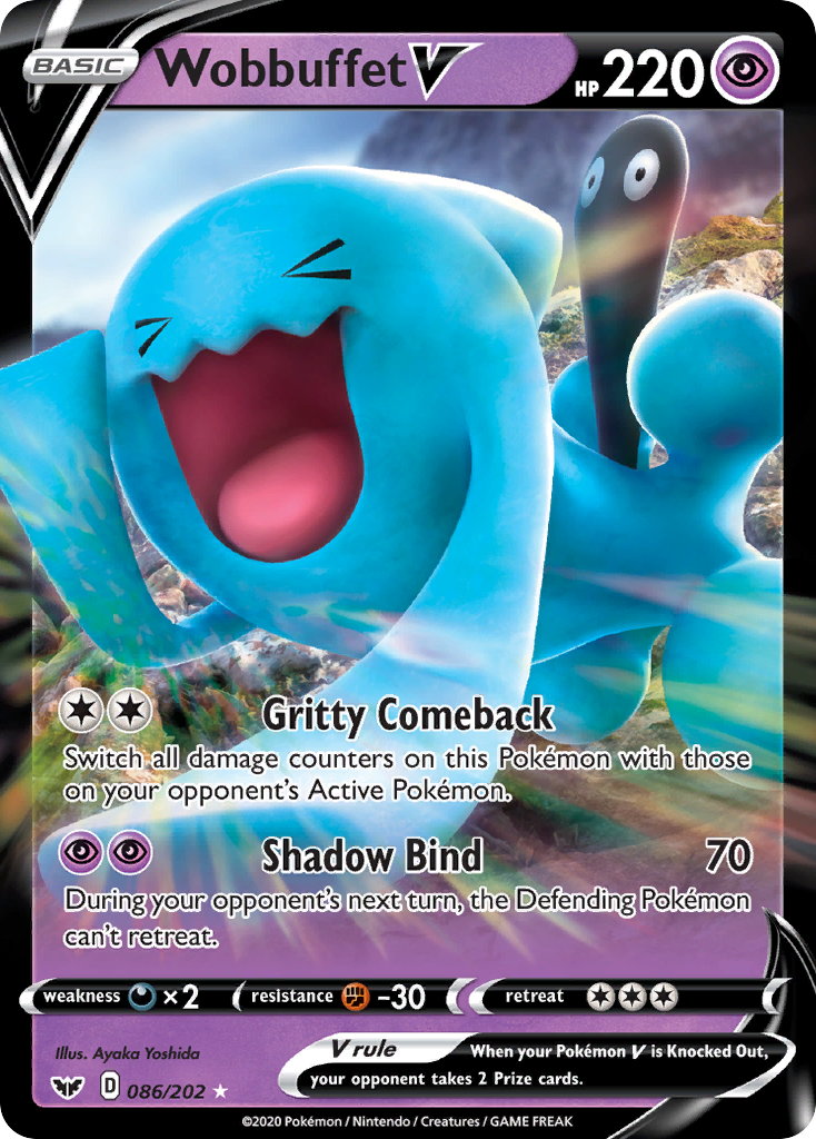 Wobbuffet V 86 Rare Holo V card from Sword & Shield