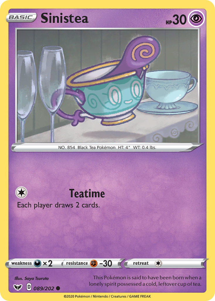 Sinistea 89 Common card from Sword & Shield