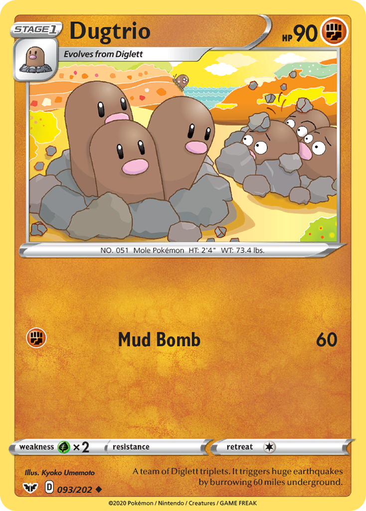 Dugtrio 93/202 Uncommon card from Sword & Shield