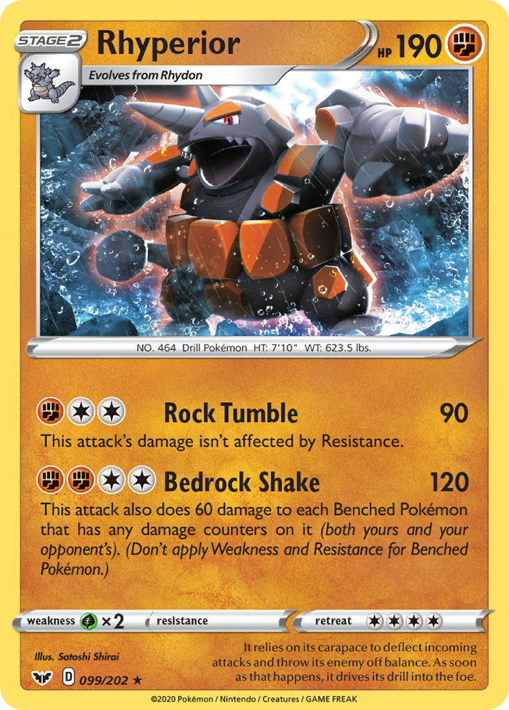 Rhyperior 99 Rare Holo card from Sword & Shield