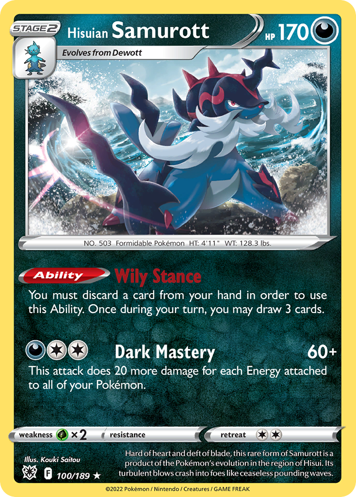 Hisuian Samurott 100/189 Rare Holo card from Astral Radiance