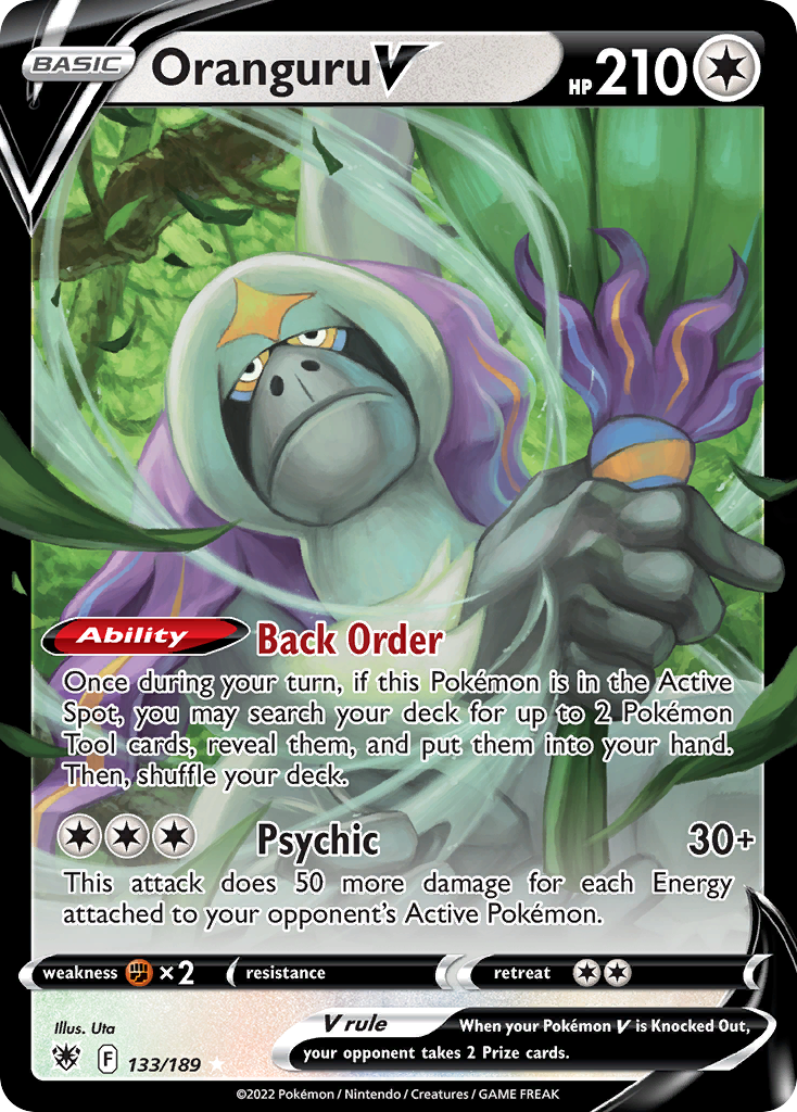 Oranguru V 133 Rare Holo V card from Astral Radiance