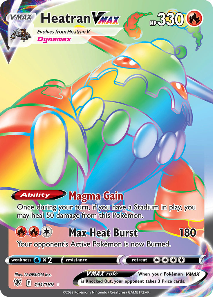 Heatran VMAX 191/189 Rare Rainbow card from Astral Radiance