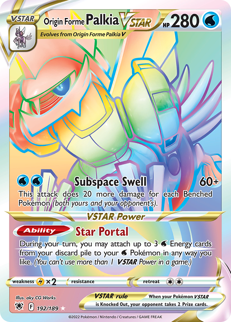 Origin Forme Palkia VSTAR 192 Rare Rainbow card from Astral Radiance