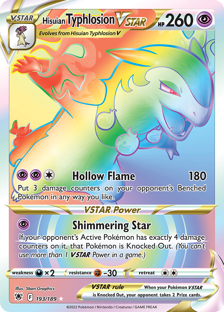 Hisuian Typhlosion VSTAR 193 Rare Rainbow card from Astral Radiance