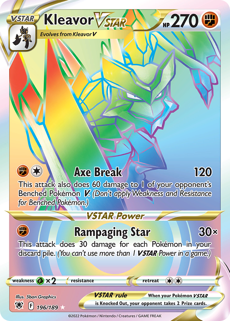 Kleavor VSTAR 196 Rare Rainbow card from Astral Radiance
