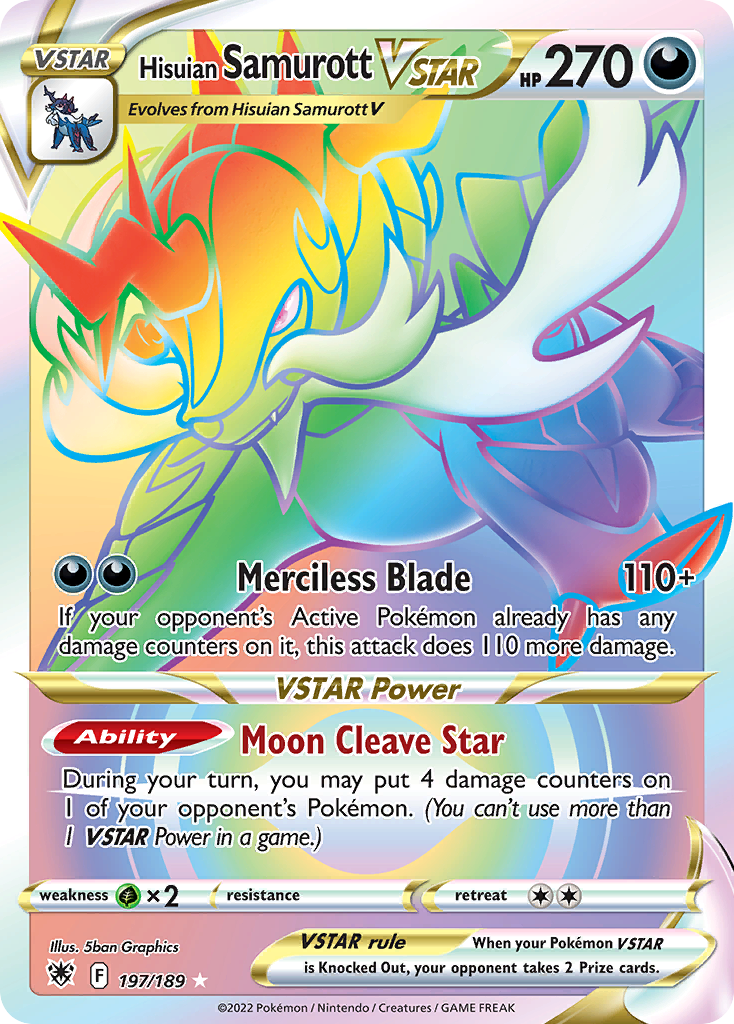 Hisuian Samurott VSTAR 197 Rare Rainbow card from Astral Radiance
