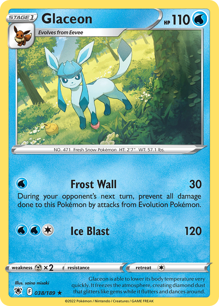 Glaceon 38 Rare card from Astral Radiance