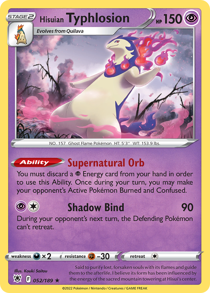 Hisuian Typhlosion 52 Rare Holo card from Astral Radiance