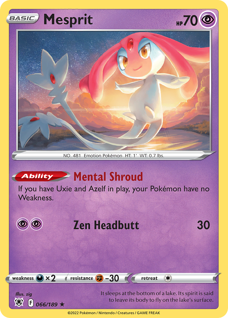 Mesprit 66 Rare Holo card from Astral Radiance