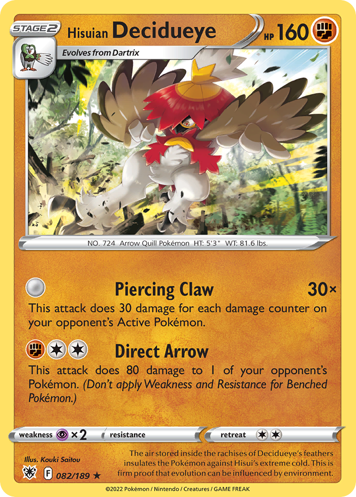 Hisuian Decidueye 82/189 Rare Holo card from Astral Radiance
