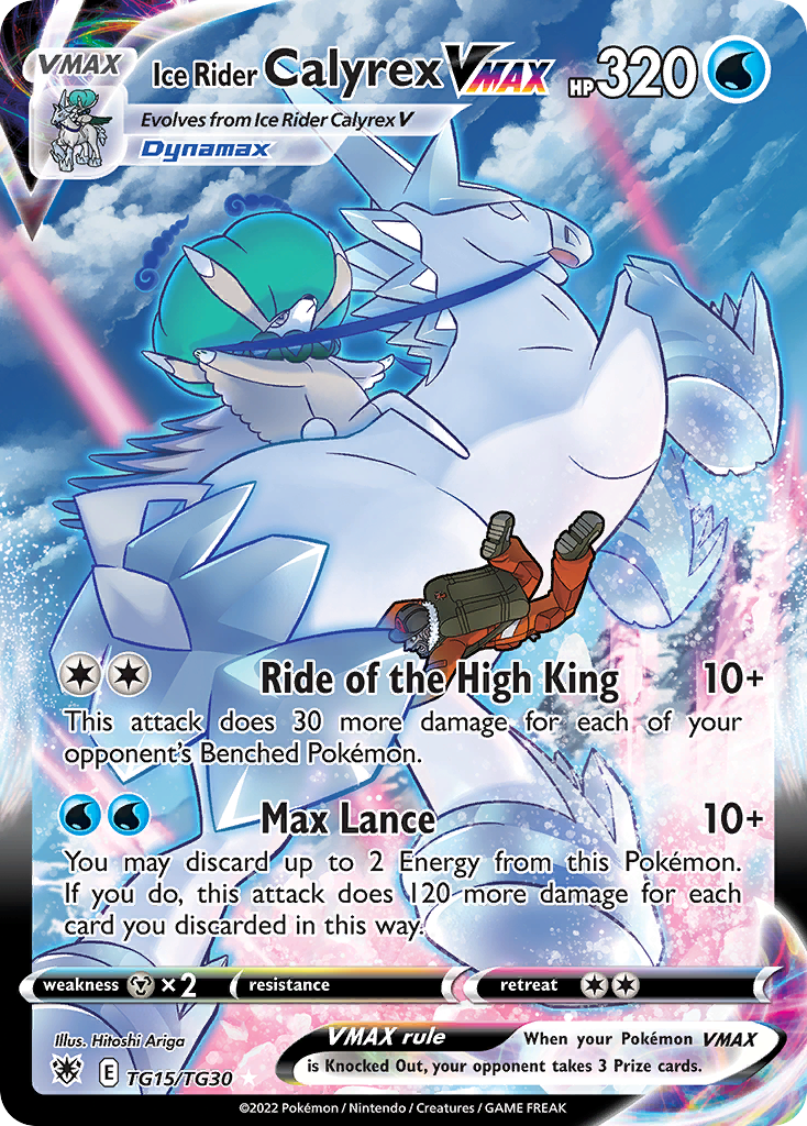 Ice Rider Calyrex VMAX TG15/30 Rare Holo VMAX card from Astral Radiance Trainer Gallery