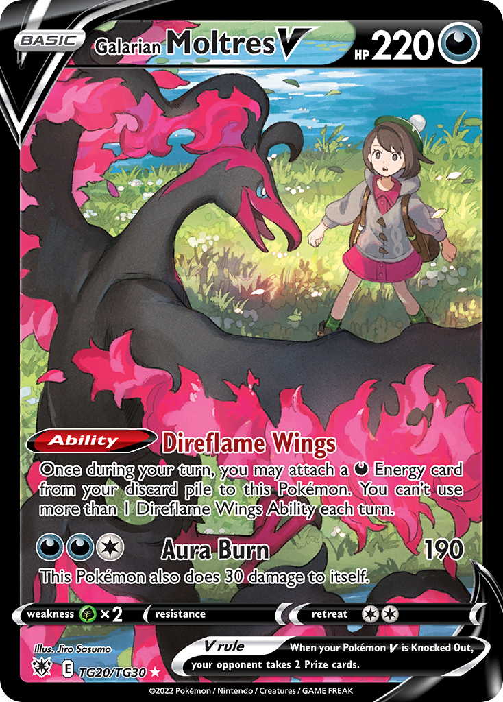 Galarian Moltres V TG20 Rare Holo V card from Astral Radiance Trainer Gallery