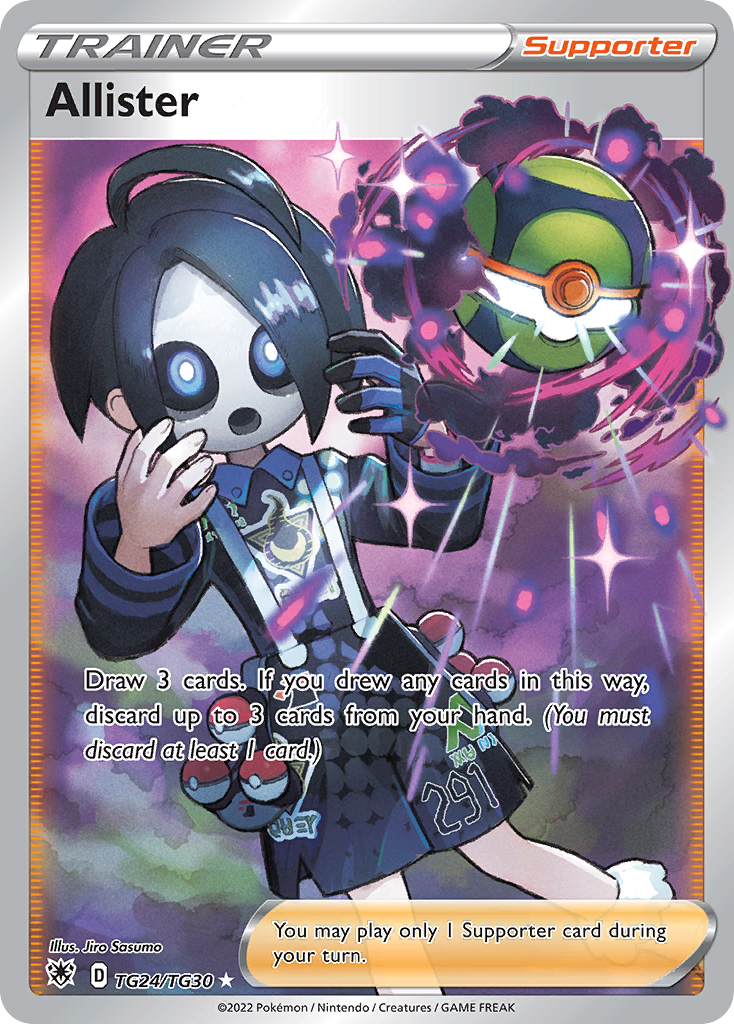 Allister TG24 Rare Ultra card from Astral Radiance Trainer Gallery