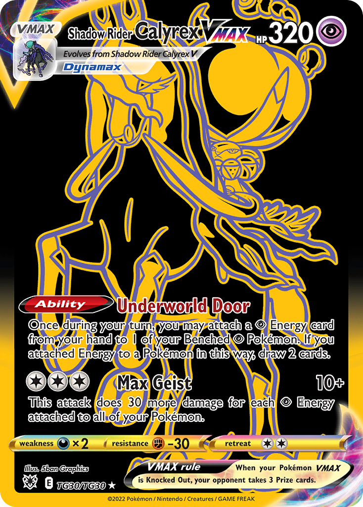 Shadow Rider Calyrex VMAX TG30 Rare Secret card from Astral Radiance Trainer Gallery