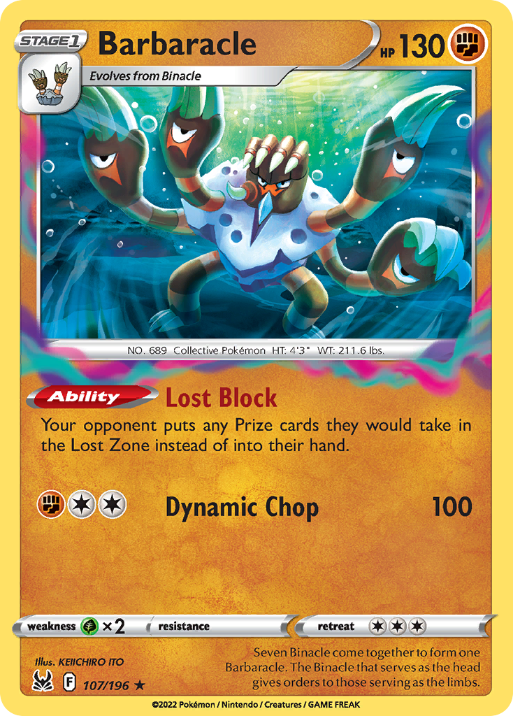 Barbaracle 107 Rare Holo card from Lost Origin