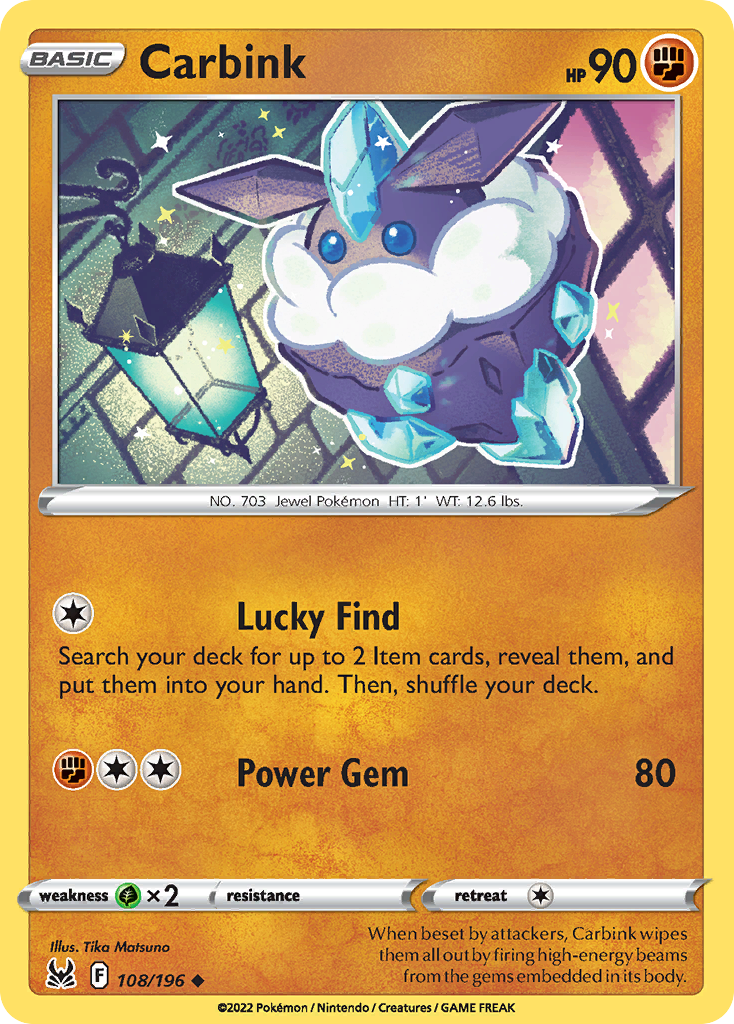 Carbink 108 Uncommon card from Lost Origin